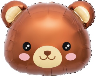 Шар (24''/61 см) Фигура, Голова, Милый медведь, 1 шт. в уп.