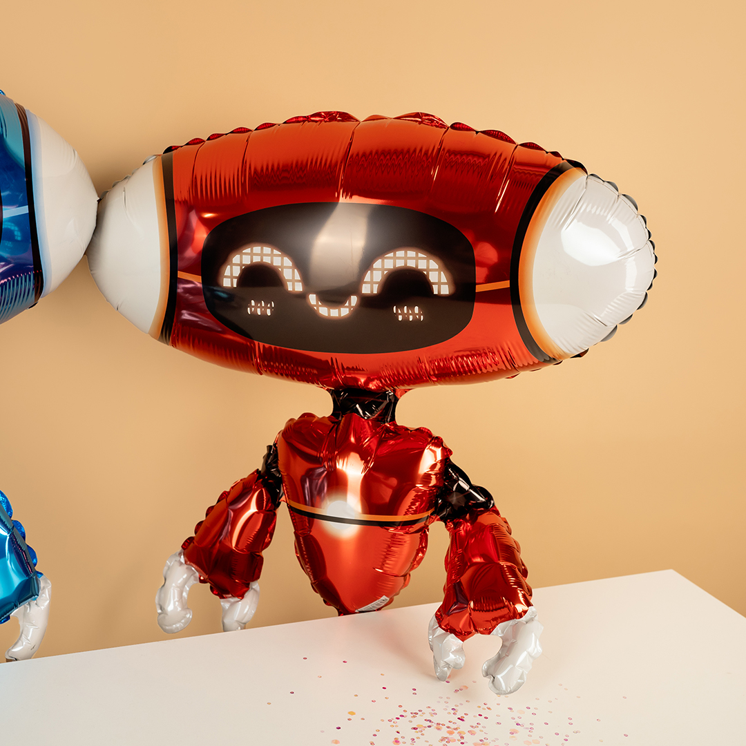 Шар (27''/69 см) Фигура, Робот, Красный, 1 шт.