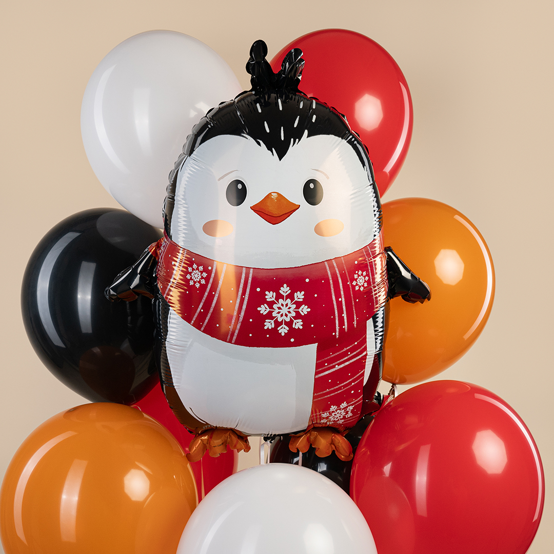 Шар (28''/71 см) Фигура, Новогодний пингвин, 1 шт. в уп.