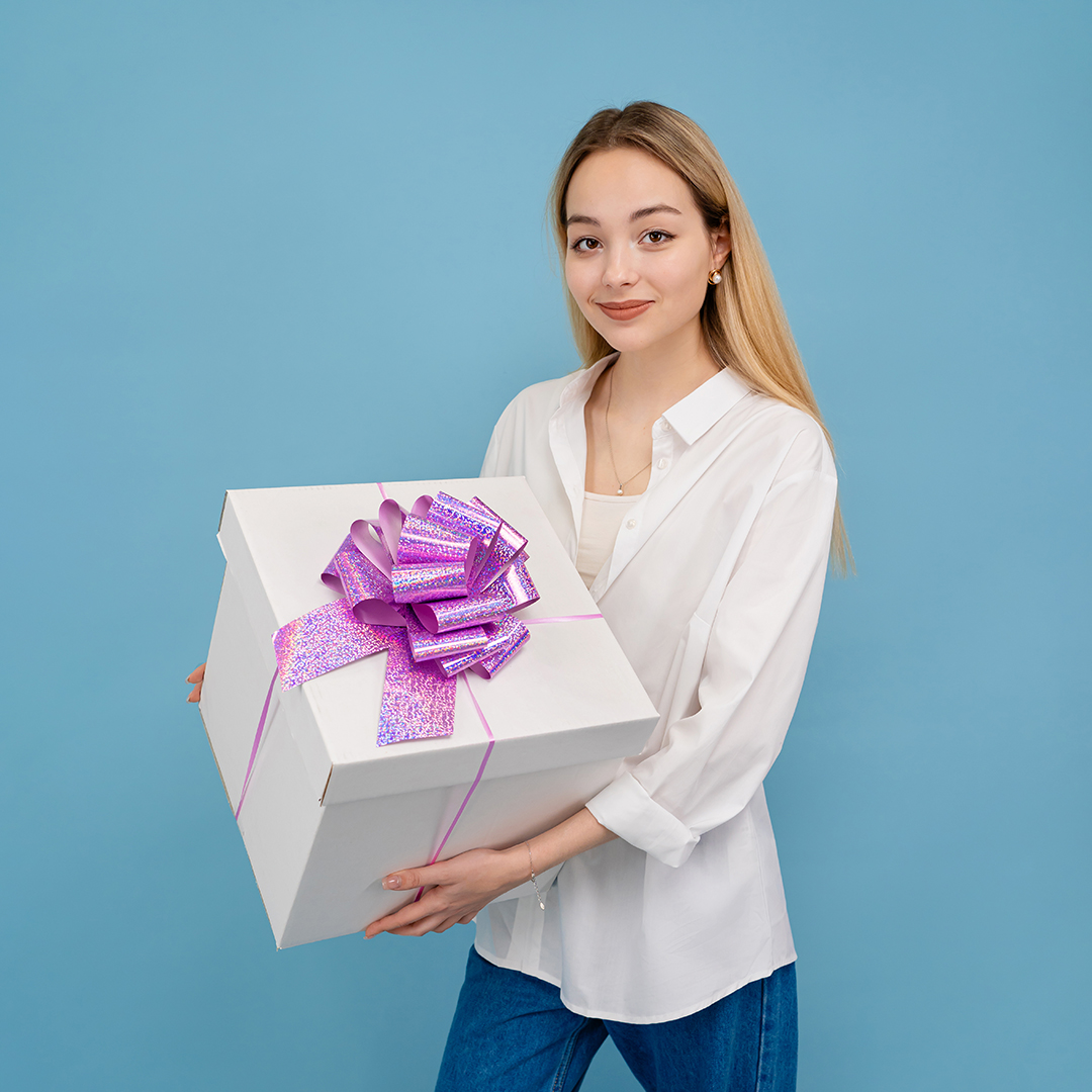 Бант Шар, Розовый, Голография, 21 см, 1 шт. в упак. 