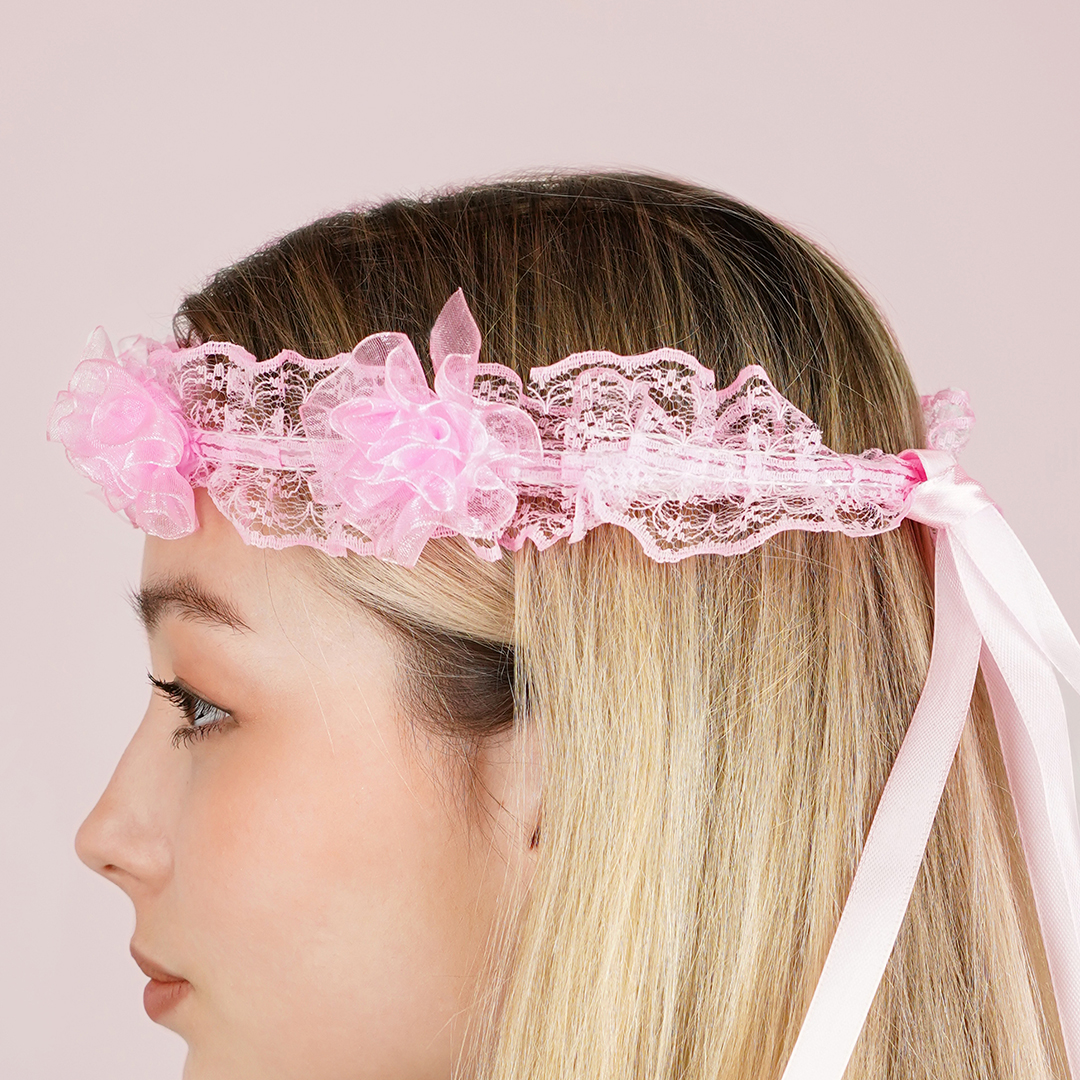 Ободок-венок на Девичник, Розовый, 1 шт. 