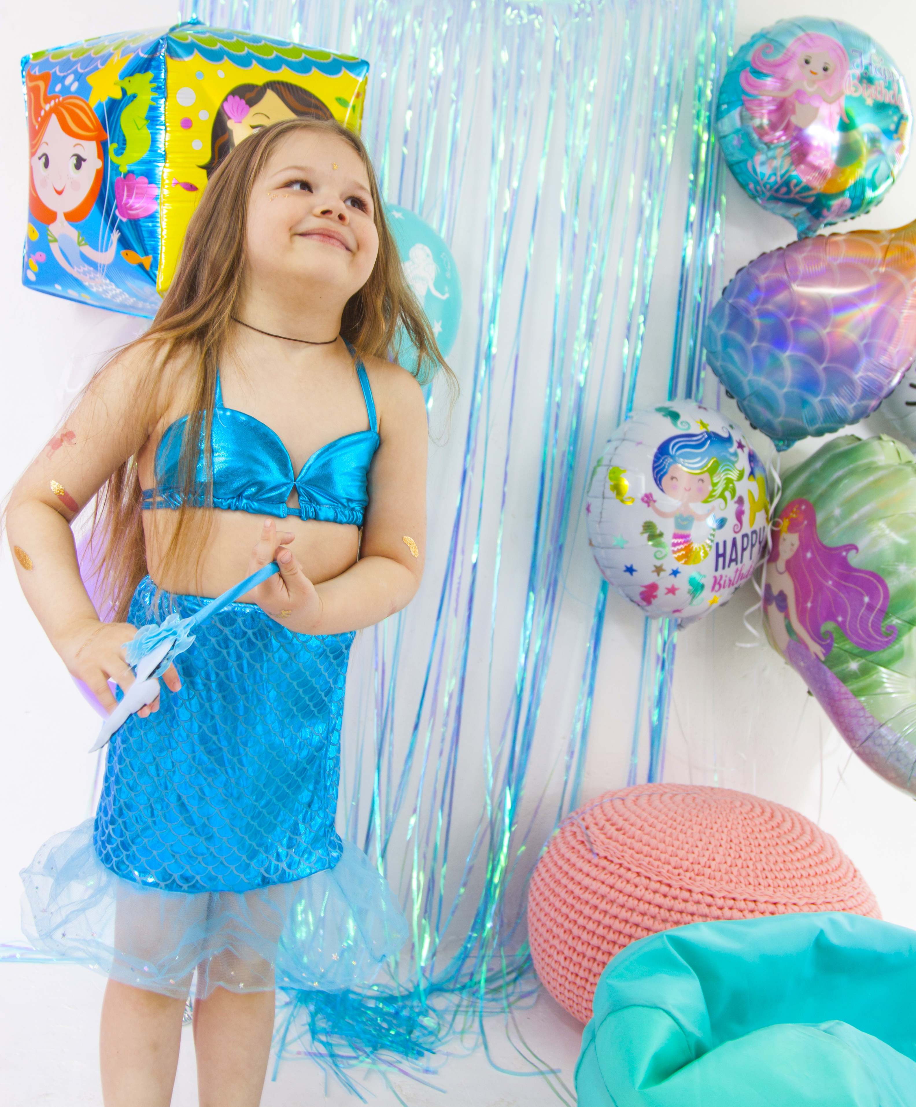 Набор (ободок, топ, юбочка), Русалочка, Голубой, 1 шт. 