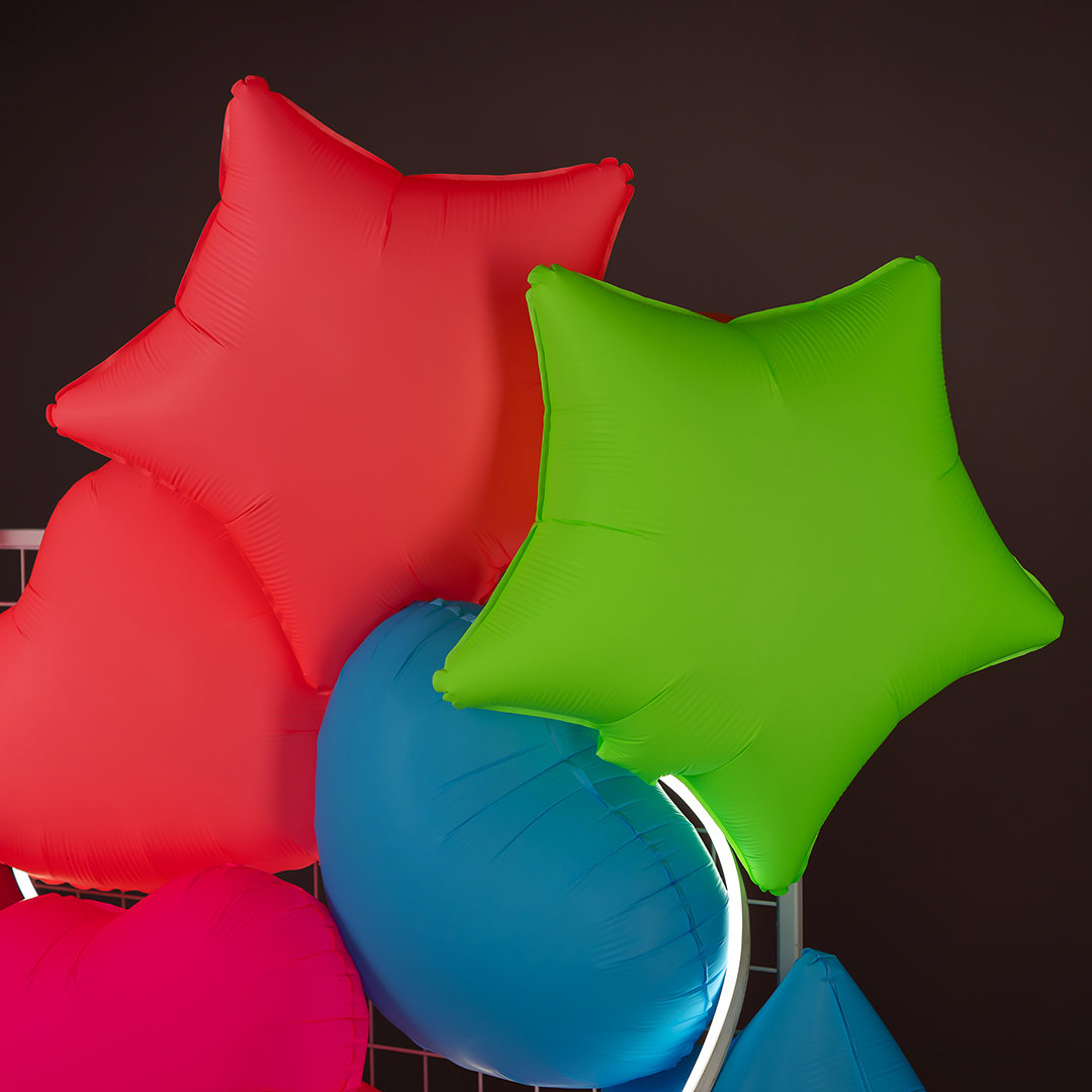 Шар (18''/46 см) Звезда, Розовый, Неон, 1 шт.