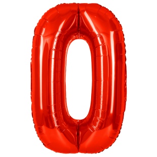 Шар (40''/102 см) Цифра, 0, Красный, Металлик, 1 шт. в уп.