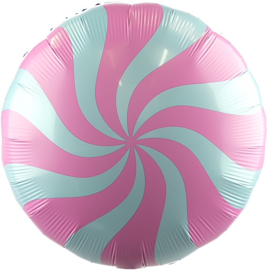Шар (18''/46 см) Круг, Леденец, Голубой/Розовый, Макарунс, 1 шт.