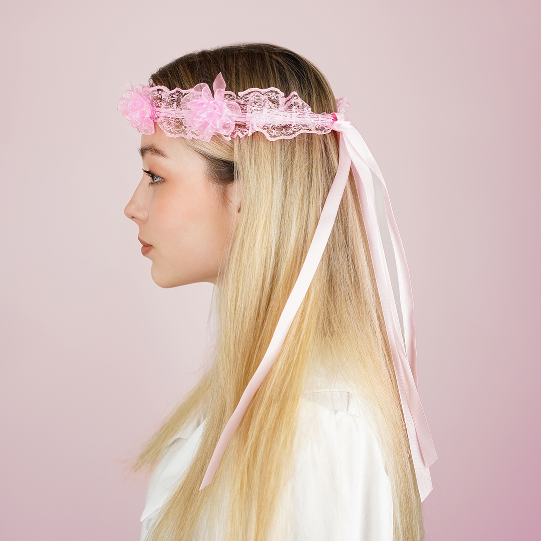 Ободок-венок на Девичник, Розовый, 1 шт. 