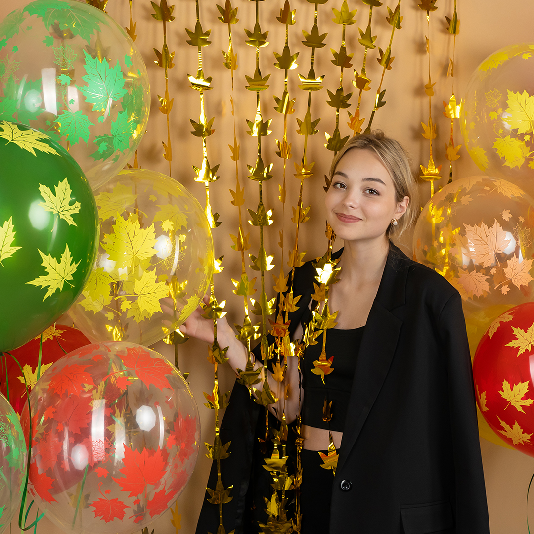 Занавес Листья, Золото, Металлик, 100*200 см, 1 шт.