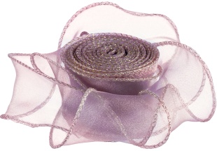 Лента декоративная (4 см*9,14 м) Органза с леской, Пыльная роза, 1 шт.