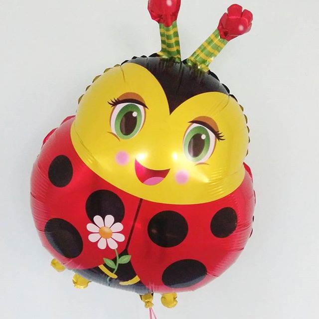 Шар (26''/66 см) Фигура, Божья коровка с цветком, 1 шт. в уп.