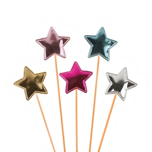 Пики Топперы, Звезда, Ассорти, Металлик, 12 см, 5 шт.