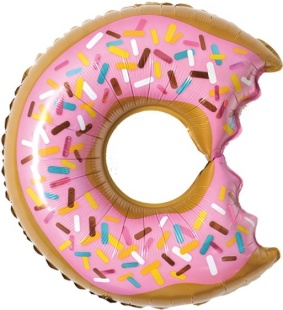 Шар с клапаном (17''/43 см) Мини-фигура, Пончик (надкусанный), 5 шт. в уп. (цв.этик.)