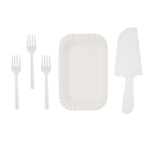 Десертный набор, Классик, Тарелки, Вилки, Нож, Прозрачный, 11 шт. в упак. 