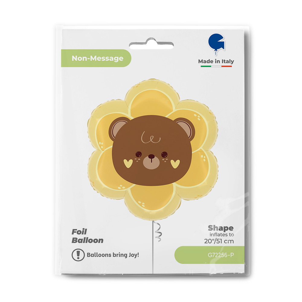 Шар (20''/51 см) Фигура, Мишка Цветочек, 1 шт. в уп.