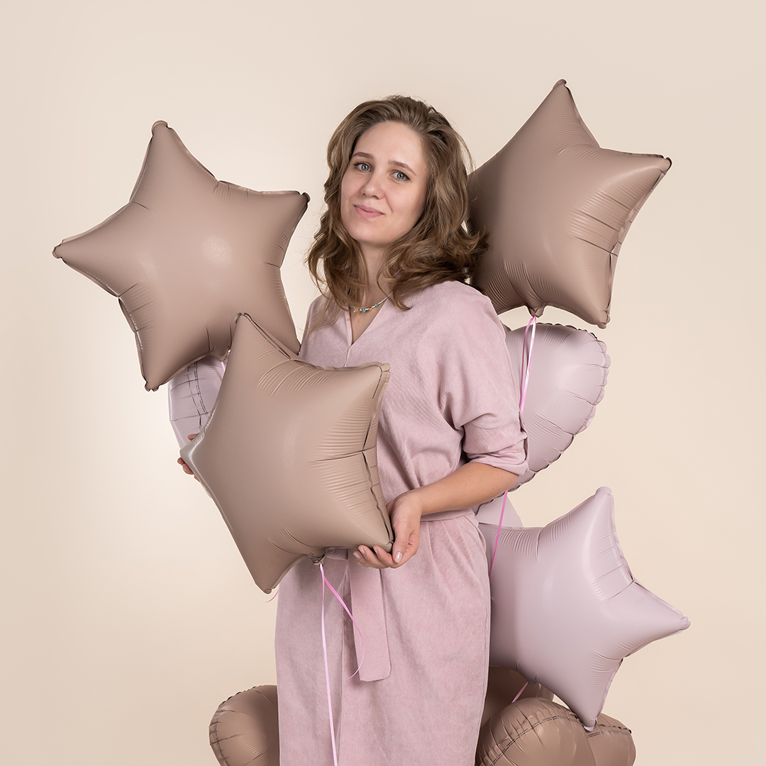 Шар (18''/46 см) Звезда, Ретро Какао, Сатин, 1 шт.