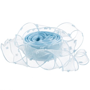 Лента декоративная (2,5 см*9,14 м) Воздушные точки, Голубой, 1 шт.