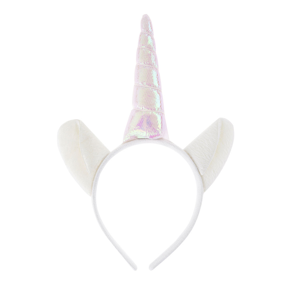 Ободок, Единорог, Белый, с блестками, 1 шт. 