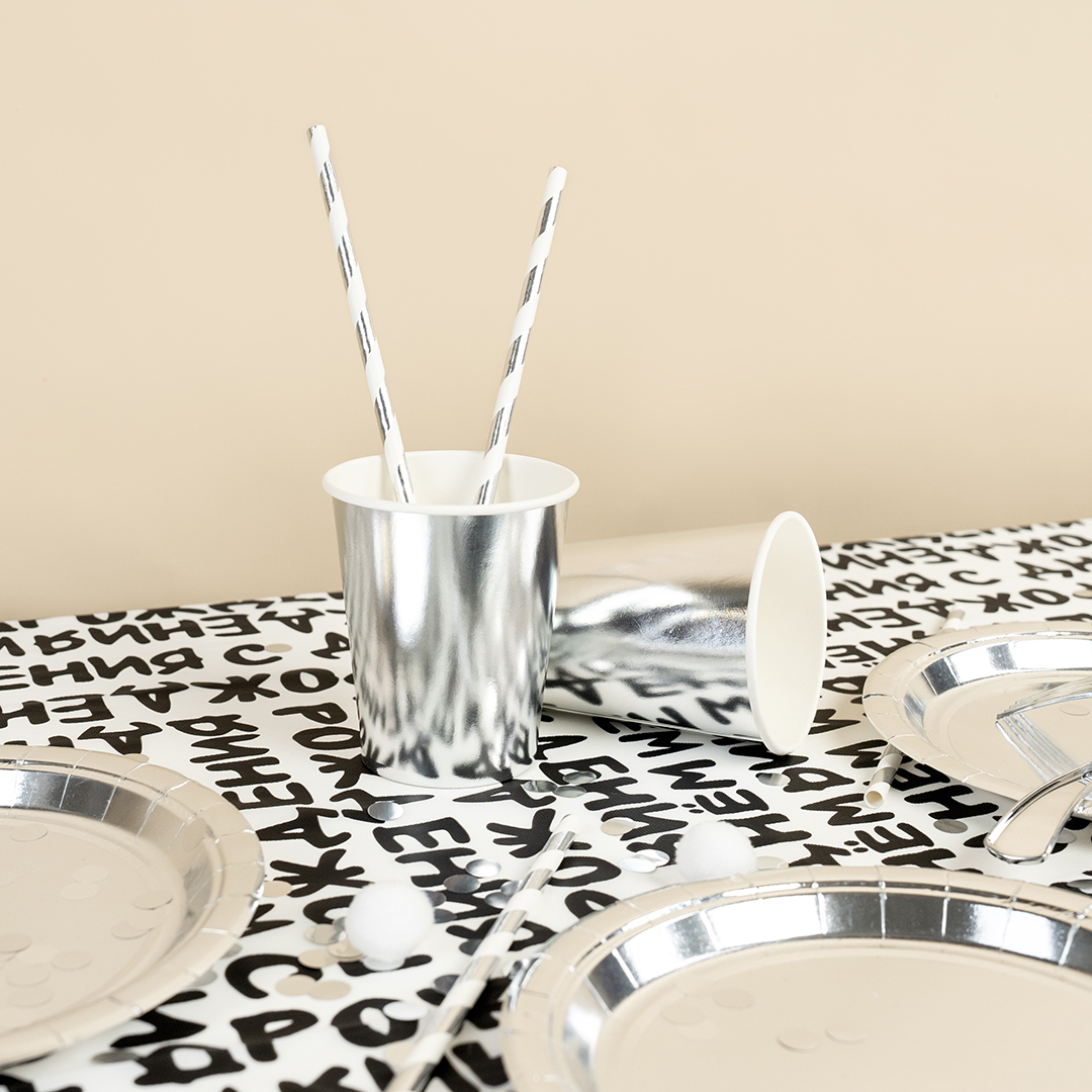 Стаканы (250 мл) Серебро, Металлик, 6 шт.