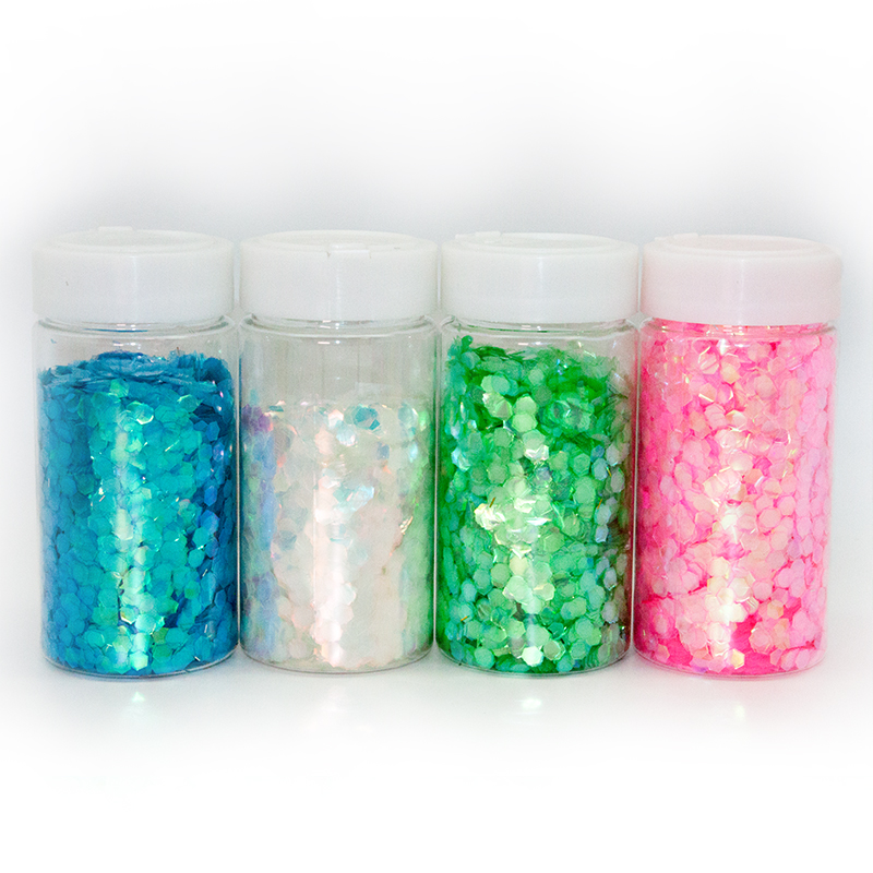 Конфетти фольга Шестиугольники, Зеленый, Перламутр, 0,4 см, 150 г.