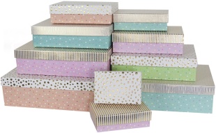 Набор коробок Розово-голубое конфетти, Мультиколор, Металлик, 37*27*11 см, 10 шт. в упак. 