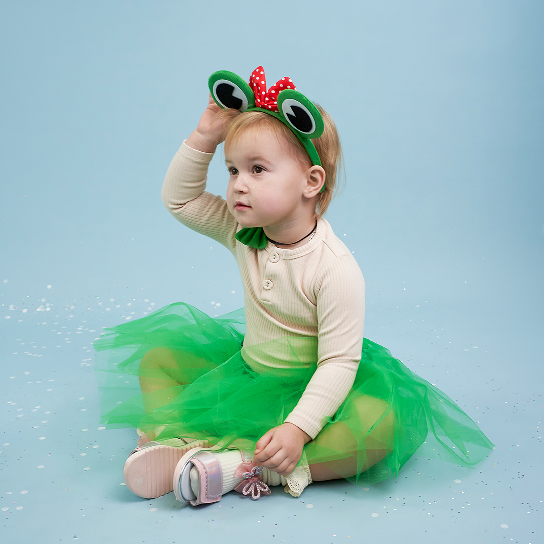 Набор (ободок, юбочка, бантик), Веселый лягушонок, Зеленый, 1 шт. 