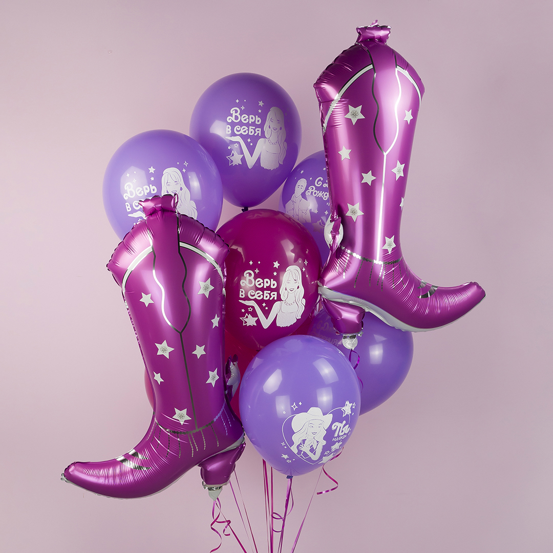 Шар (34''/86 см) Фигура, Стильные сапожки, Розовый, 1 шт.