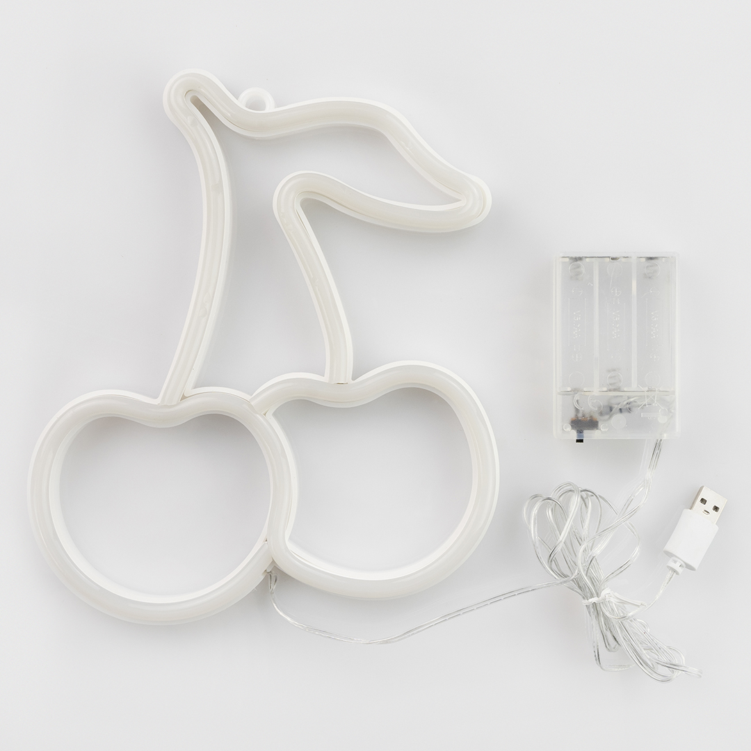 Световая фигура Вишенка, 19*23 см. Зеленый/Розовый, 1 шт.