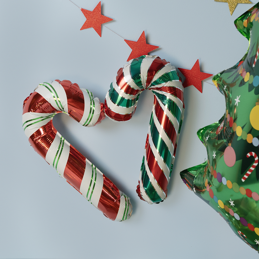 Шар (14''/36 см) Мини-фигура, Леденец трость, Красный, 1 шт.