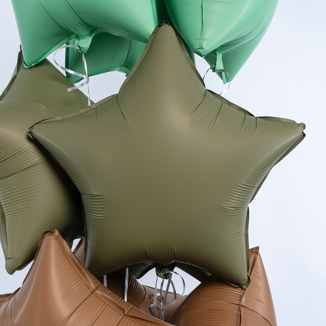 Шар (18''/46 см) Звезда, Оливковый, Матовый, 1 шт.