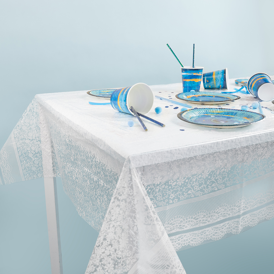 Скатерть одноразовая, Кружево, Белый, 120*180 см, 1 шт.