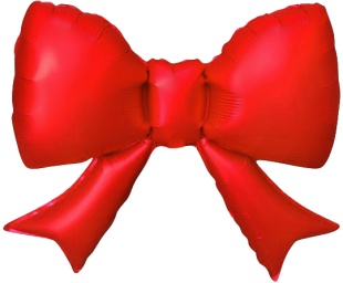 Шар с клапаном (21''/53 см) Фигура, Бант (надув воздухом), Красный, Сатин, 5 шт. в уп. (цв.этик.)