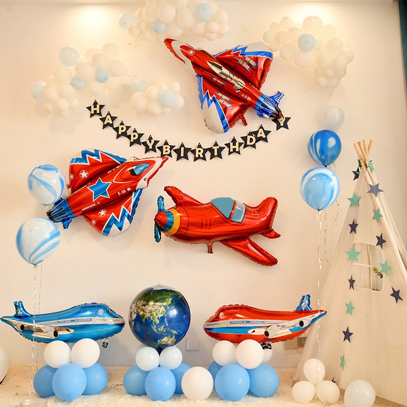 Шар (39''/99 см) Фигура, Самолет, Пассажирский лайнер, Синий, 1 шт.