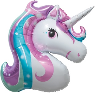 Шар (45''/114 см) Фигура, Голова, Звездный Единорог, 1 шт. в уп.