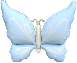 Шар (37''/94 см) Фигура, Нежная бабочка, Голубой, Сатин, 1 шт. в уп.