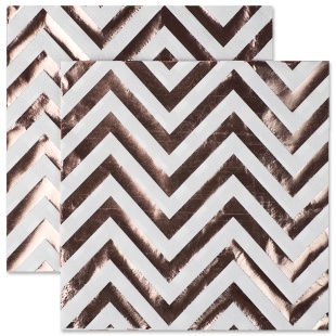 Сервировочные салфетки, Зигзаги, Белый/Розовое золото, Металлик, 33*33 см, 12 шт.