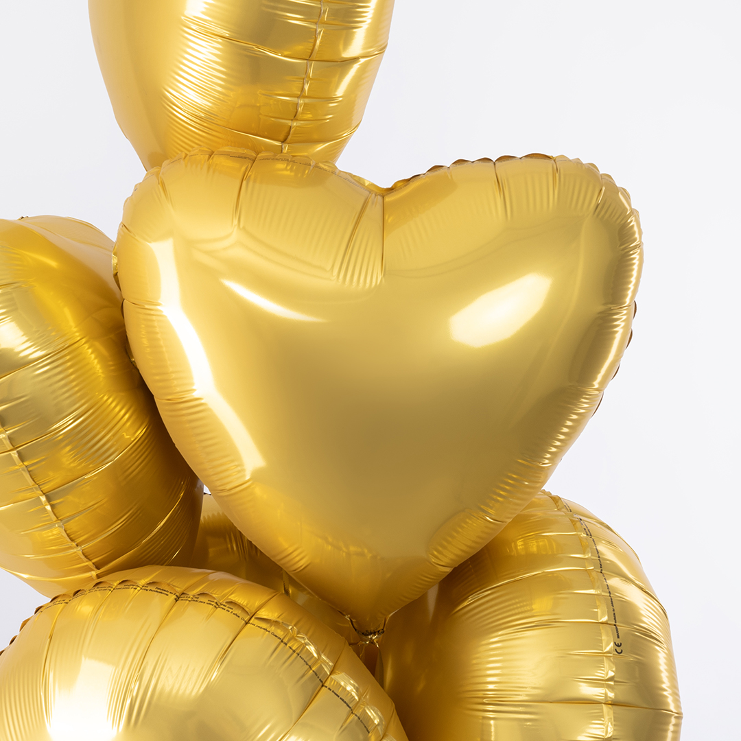 Шар (18''/46 см) Сердце, Золото, Сатин, 1 шт.