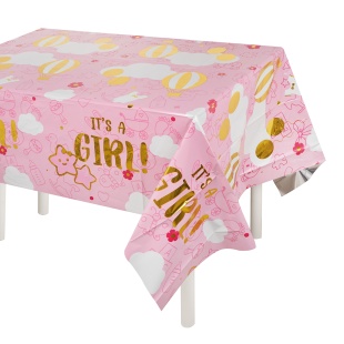 Скатерть одноразовая, It's a Girl, Розовый, Металлик, 137*183 см, 1 шт.