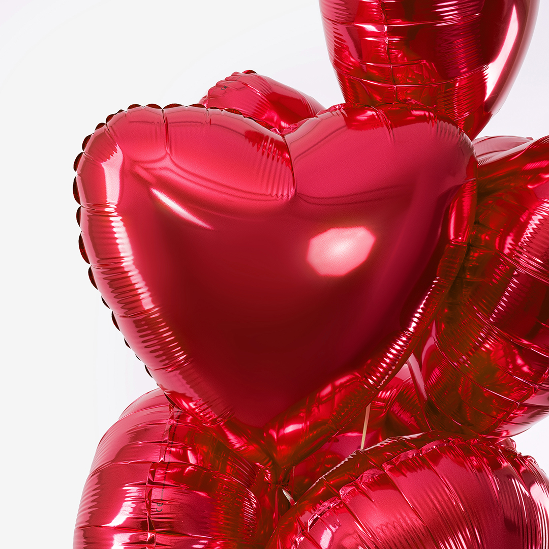 Шар (18''/46 см) Сердце, Красный, 1 шт.