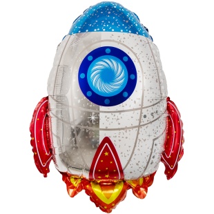 Шар с клапаном (17''/43 см) Мини-фигура, Ракета, 5 шт. в уп. (цв.этик.)