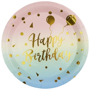 Тарелки (9''/23 см) Невесомый ДР, Радужный/Золото, Металлик, 6 шт.