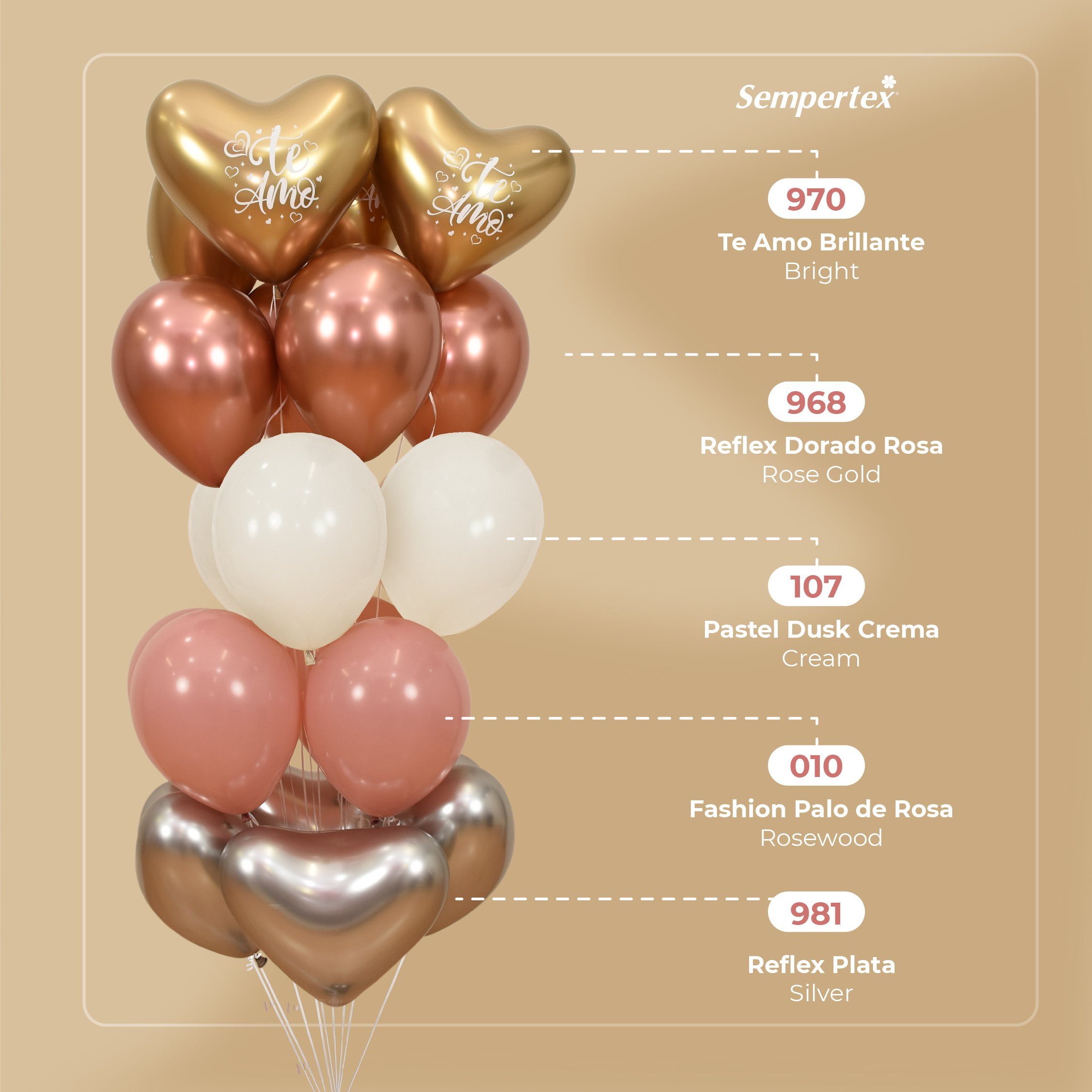 Шар (12''/30 см), Розовое дерево (010), пастель, 50 шт.