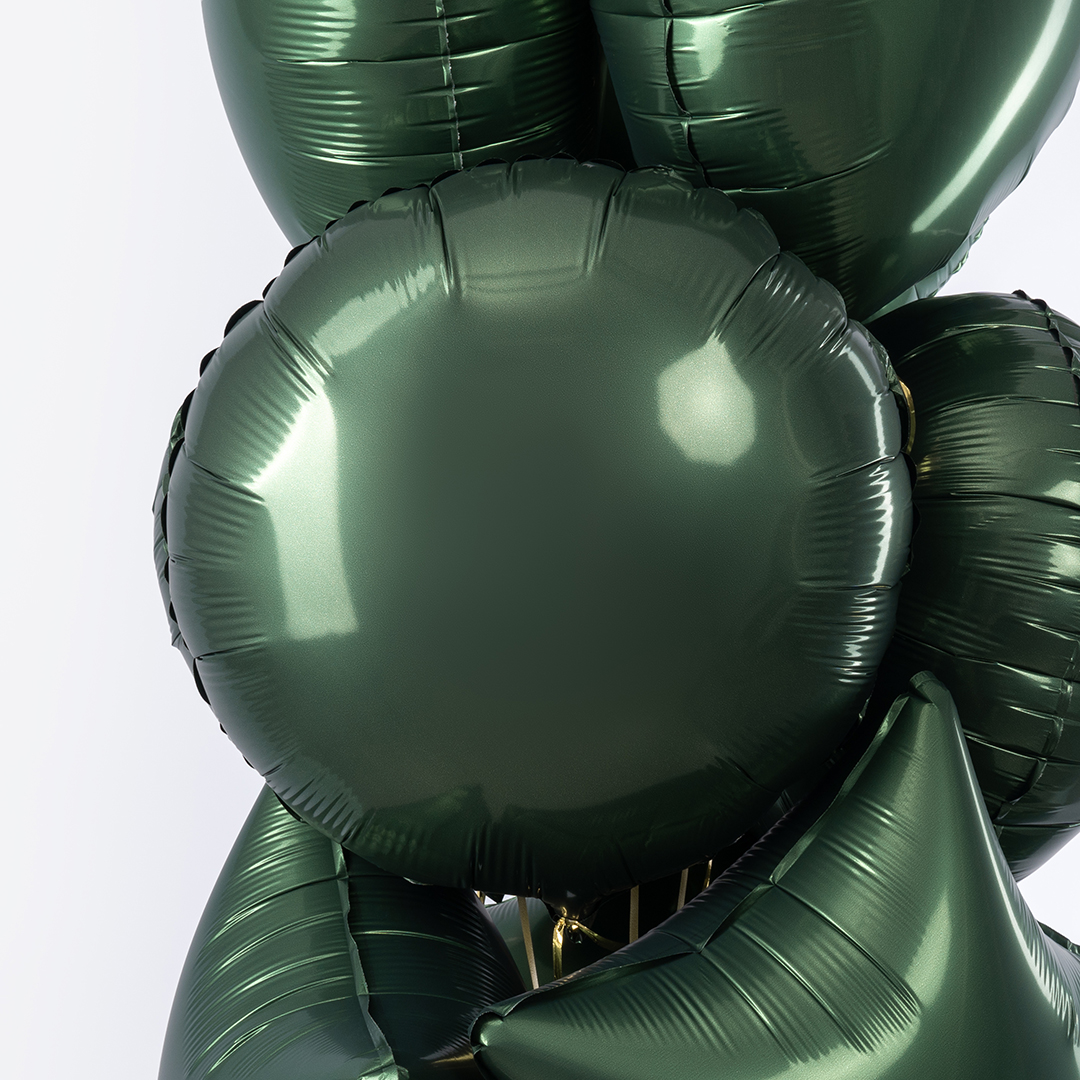 Шар (18''/46 см) Круг, Темно-зеленый, Сатин, 1 шт.