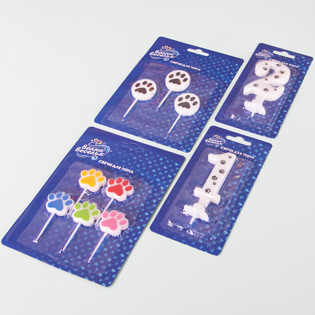 Свеча Цифра, 2 Лапки, 8 см, 1 шт. с держат.