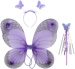 Набор (ободок, крылья, волшебная палочка), Данаида Монарх, Сиреневый, 47*38 см, 1 шт. 
