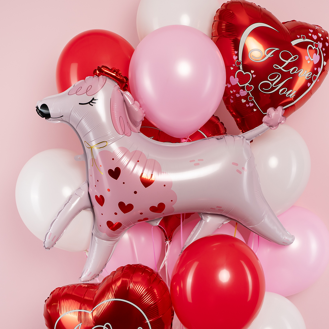 Шар (33''/84 см) Фигура, Пудель, Розовый, 1 шт. в уп.