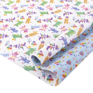 Упаковочная бумага 80гр (0,7*1 м) Праздник у зверят, 2 ст, 10 шт.