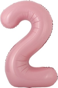 Шар с клапаном (16''/41 см) Мини-цифра, 2, Розовый, 1 шт.