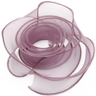 Лента декоративная (4 см*9,14 м) Органза с леской, Дымчатая сирень, 1 шт.