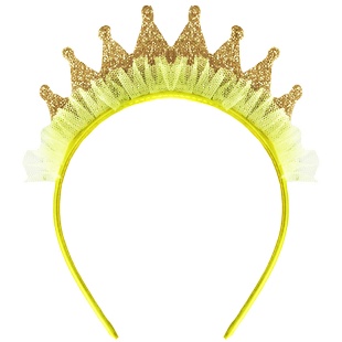 Ободок, Сверкающая корона, Золото, с блестками, 1 шт. 