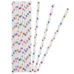 Трубочки для коктейлей, Разноцветное конфетти, Металлик, 12 шт. в упак. 