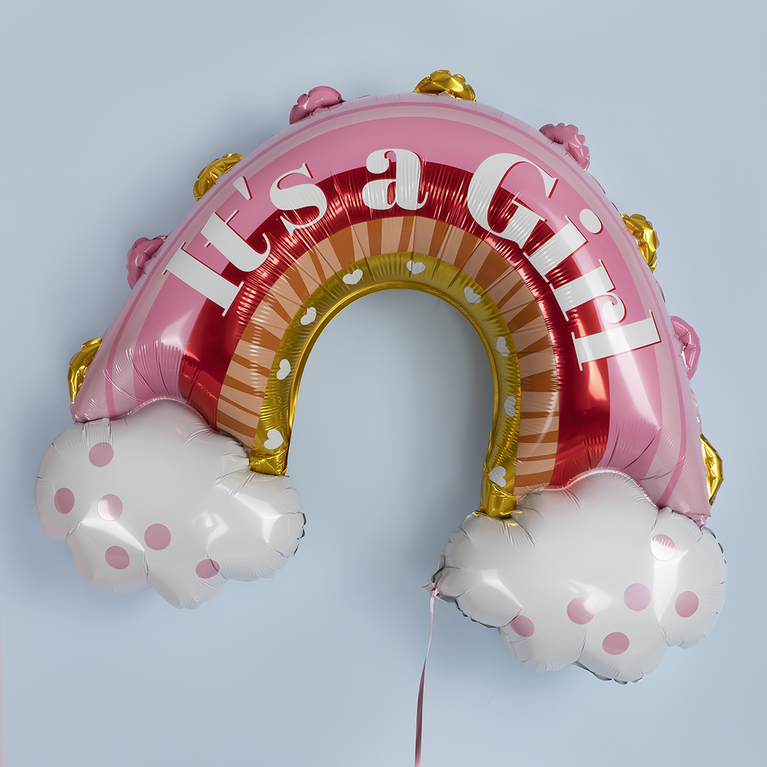 Шар (36''/91 см) Фигура, Радуга для девочки, Розовый, 1 шт.